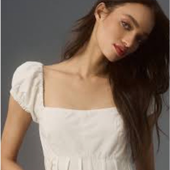 Anthropologie White Puff Sleeve Blouse - Picture 6 of 8